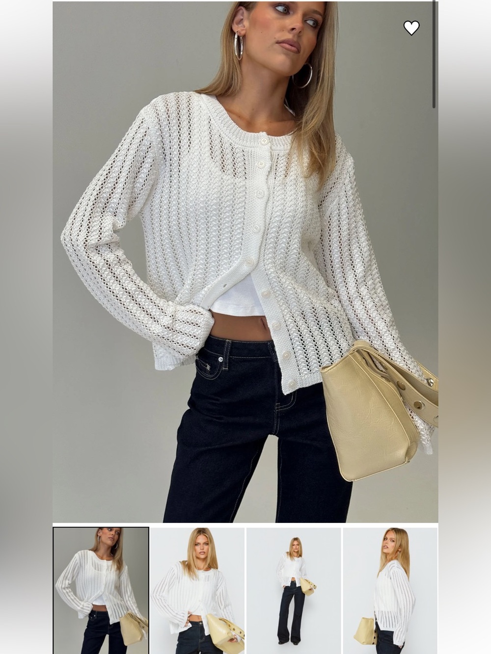 Princess Polly Avalisa Knit Cardigan White - new with tags